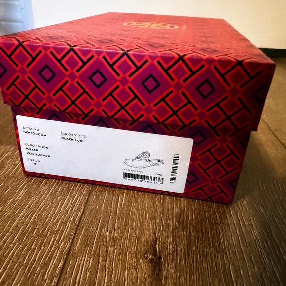 Tory Burch Miller Sandal Perfect Black Vegan Leather Size 9 - Picture 6 of 7